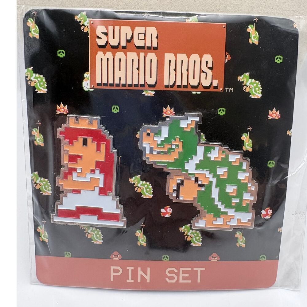 2022 Culturefly Super Mario 8-bit Bowser & Princess Pins